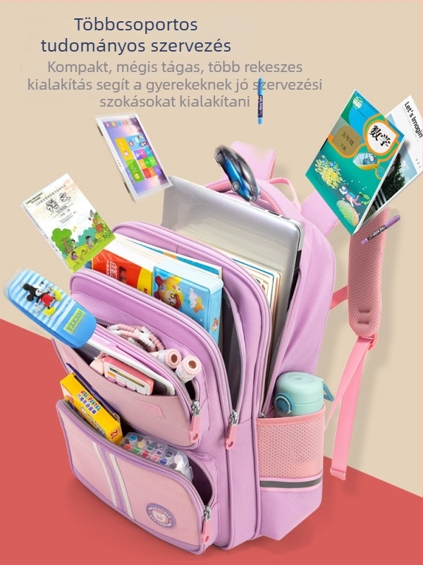 Iskolai hátizsák – könnyű, Oxford anyagból, légáteresztő és vízálló, gerincvédő, léghüvelyes vállpántok, anime mintázat, uniszex, 3–4. osztályos tanulóknak