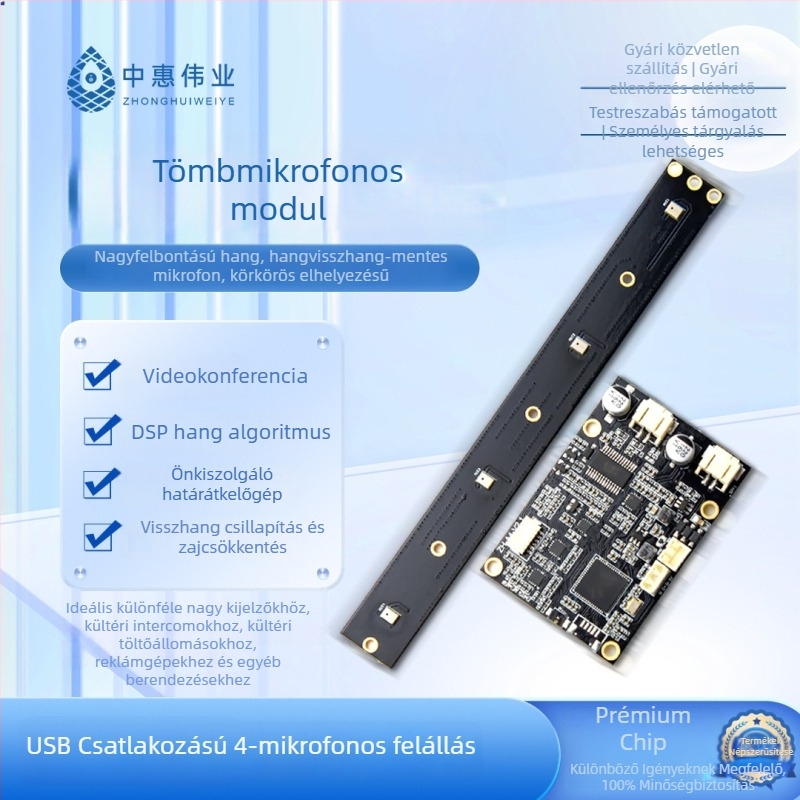 Videókonferencia Hangmodul, Négy Mikrofon Tömb, Omnidirekcionális, USB meghajtó nélkül, Intelligens zajcsökkentés, Modell ZH-A4-V2.1