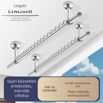 304 rozsdamentes acél erkély ruhaszárító rúd, szélvédett, fix teleszkópos rúd