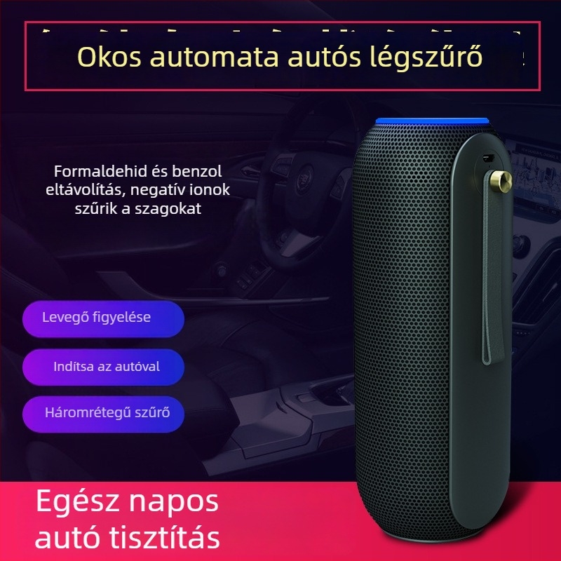 Autó belső levegőtisztító KT.9128 – szag és formaldehid eltávolítása, 5W, 5V tápegység, 5 millió negatív ion, univerzális járműhasználatra