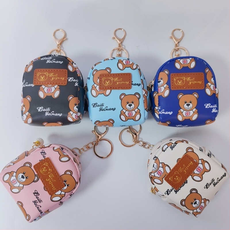 Érmés pénztárca maci figura - hordozható, all-in-one kialakítás, bővíthető, PU anyag