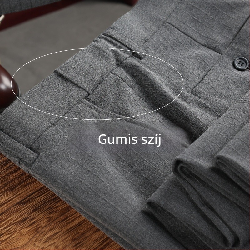 Férfi üzleti öltöny készlet sík gallérral, egysoros, egygombos záródás, poliészter-keverék 67,1%, oldalsó hasíték