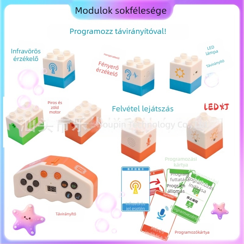 LEGO 9656 fogaskerék típusú építőelemekkel kompatibilis, tollal programozható pontolvasó, nagy szemcsés távvezérlő motorok, kettős motoros programozás kártyaolvasással