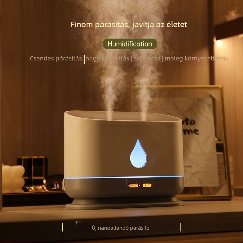 USB-s párásító kettős fúvókákkal, 1.0–2.5 L tartály, aromaterápia, 21–30 m²-es helyiségekhez