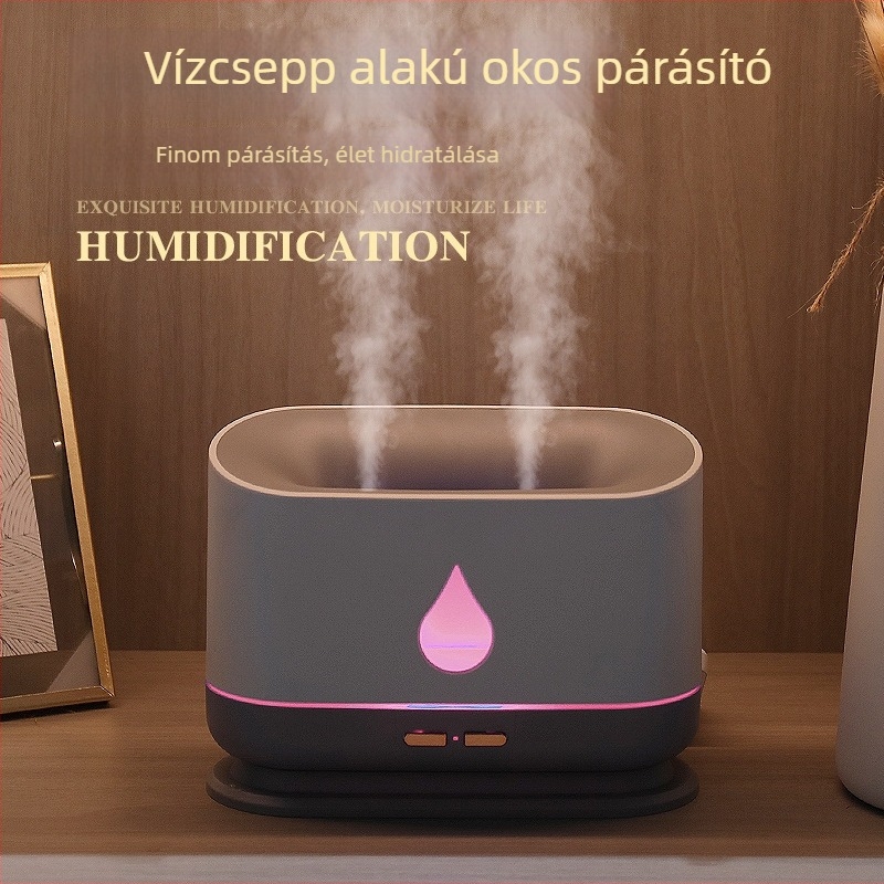 USB-s párásító kettős fúvókákkal, 1.0–2.5 L tartály, aromaterápia, 21–30 m²-es helyiségekhez