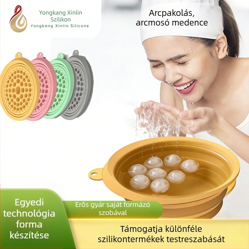 Összecsukható műanyag arcmosó medence jégcsomaggal – Hordozható arcmosó medence