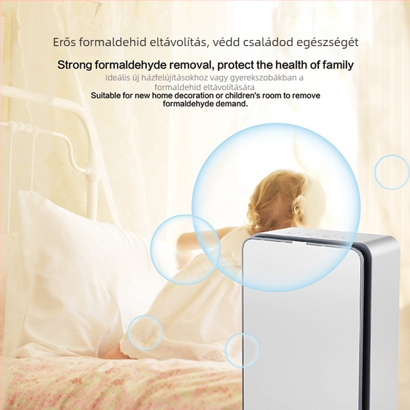 Otthoni légtisztító anion technológiával, eltávolítja a PM2.5-t, ködöt és füstöt; USB tápegység, érintéses vezérlés, légáram 51-150 m3/h, 11-20 m2-es területre, zajszint 36-45 dB