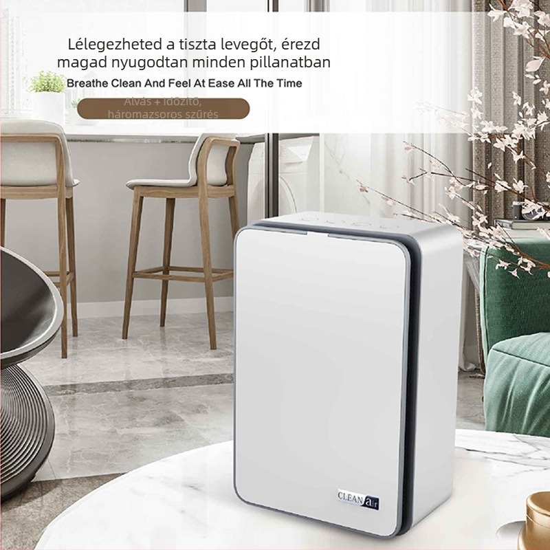 Otthoni légtisztító anion technológiával, eltávolítja a PM2.5-t, ködöt és füstöt; USB tápegység, érintéses vezérlés, légáram 51-150 m3/h, 11-20 m2-es területre, zajszint 36-45 dB