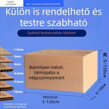 Csomagoló kartondobozok – hullámkarton, vastagság 5, papírsúly 150, keményített, ragasztó nyomtatási doboz