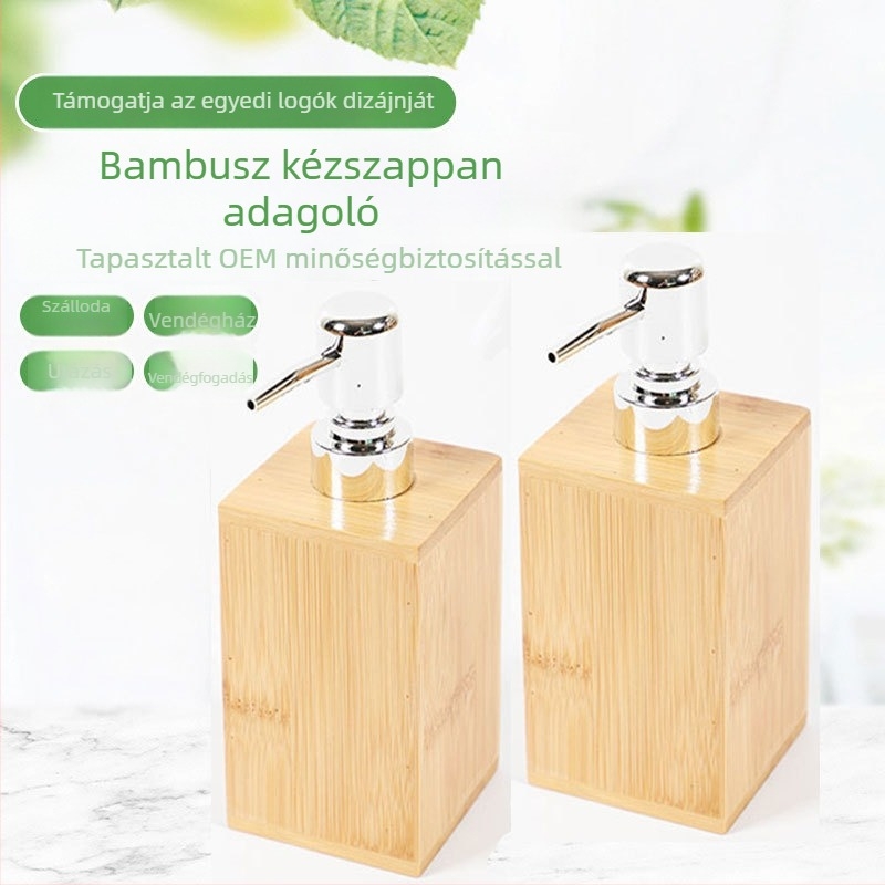 Fürdőszobai szappanadagoló – bambusz anyag, Jin Rong márka, logó nyomtatás, személyre szabható