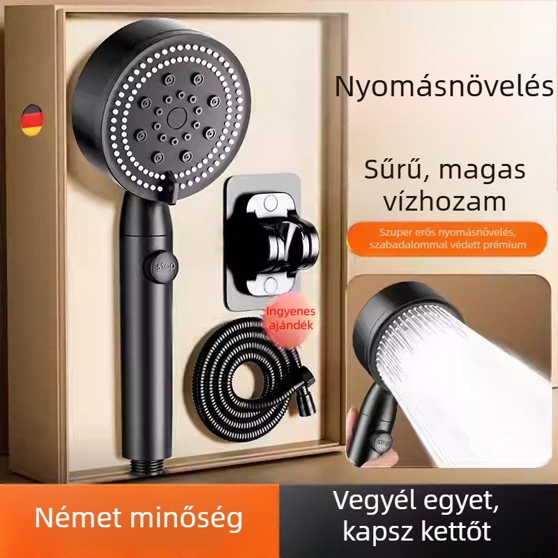 Otthoni nyomásfokozott zuhanykészlet – ABS anyag, 5 funkciós zuhanyfej, kézi zuhany