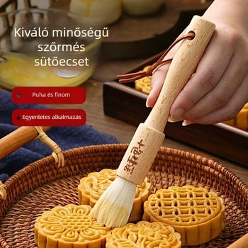 Gyapjú sörtés BBQ ecset fa nyéllel, tojásglazúrozáshoz és Mooncake sütéséhez – Japán stílus