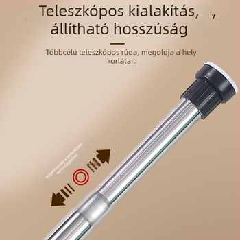 Rozsdamentes acél összecsukható zuhanyfüggöny rúd, fúrás nélkül, vastagított kivitel, erkélyre ruhaszárításra is alkalmas