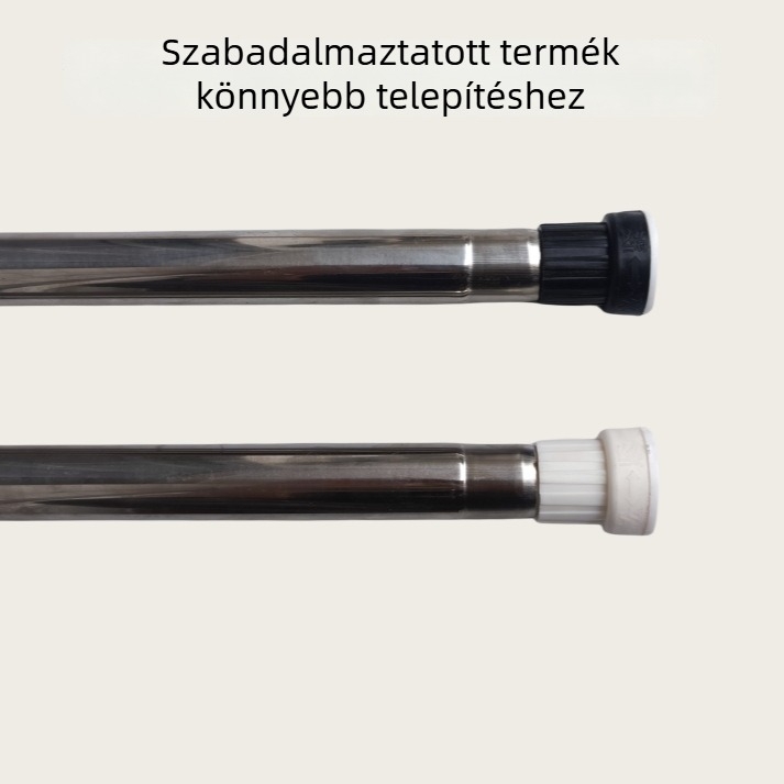 Rozsdamentes acél összecsukható zuhanyfüggöny rúd, fúrás nélkül, vastagított kivitel, erkélyre ruhaszárításra is alkalmas