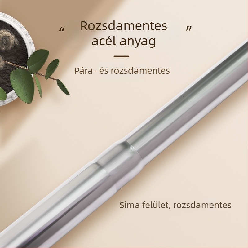 Rozsdamentes acél összecsukható zuhanyfüggöny rúd, fúrás nélkül, vastagított kivitel, erkélyre ruhaszárításra is alkalmas