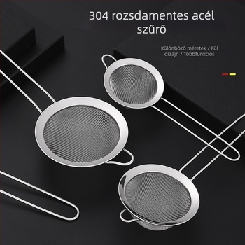 304-es rozsdamentes acélból készült lisztszitáló, vastagított hálóval, kézi konyhai eszköz
