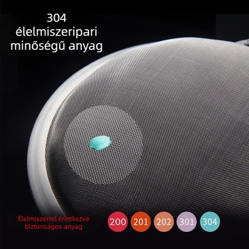 Kézibes liszt-szitó olajkanállal, 304 rozsdamentes acélból, vastag perem, 60-as szemű ultrafin háló