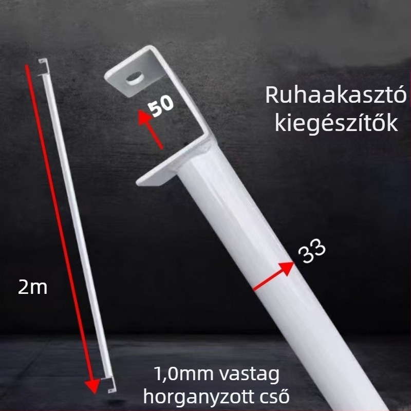 Húzható ruhaszárító rúd polc kiegészítőkkel – cinkötvözet, Zqt/Zhenothers márka, egyszerű, modern stílus, permetezett bevonat