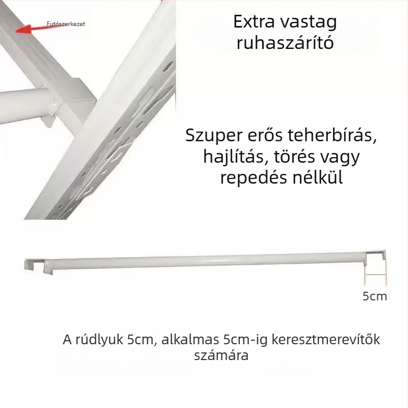 Húzható ruhaszárító rúd polc kiegészítőkkel – cinkötvözet, Zqt/Zhenothers márka, egyszerű, modern stílus, permetezett bevonat