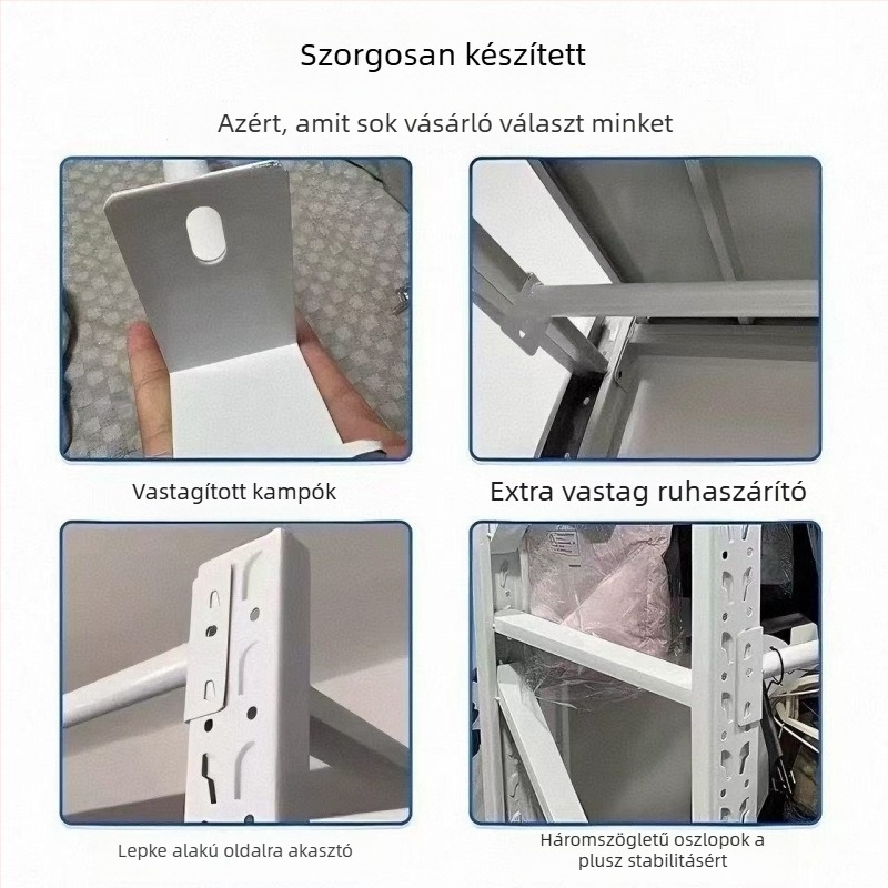 Húzható ruhaszárító rúd polc kiegészítőkkel – cinkötvözet, Zqt/Zhenothers márka, egyszerű, modern stílus, permetezett bevonat