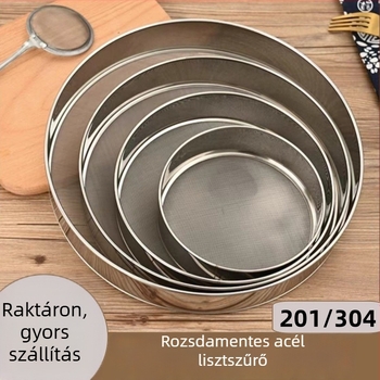 304 rozsdamentes acél liszt-szitó kettős hálóval, 60/40 szemcse, ultrafin szita sütéshez