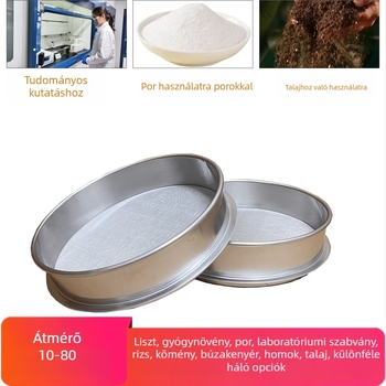 Rozsdamentes acélból készült lisztszitó ultrafin szűrőhálóval — laboratóriumi standard mintaszita