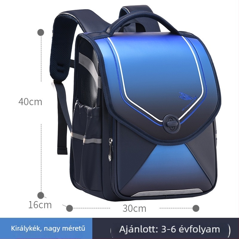 PU bőr gyerek iskolai hátizsák, vízálló és lélegző, kopásálló, légpárnás vállpántokkal, modern űr-stílusú, gradient sorozat