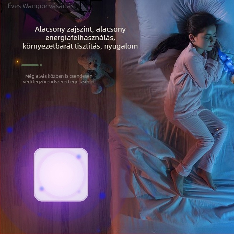 Légszűrő állandó elektrosztatikus technológiával, 50 m3/h Légáram, USB tápegység, alkalmas 10 m²-ig