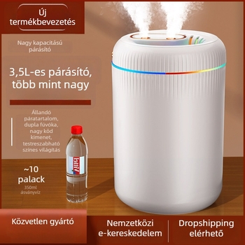 Háztartási párásító, modell d88, két köd-kimenet, víztartály 2,6–4,0 L, zaj 36 dB alatt, atmoszferikus lámpa