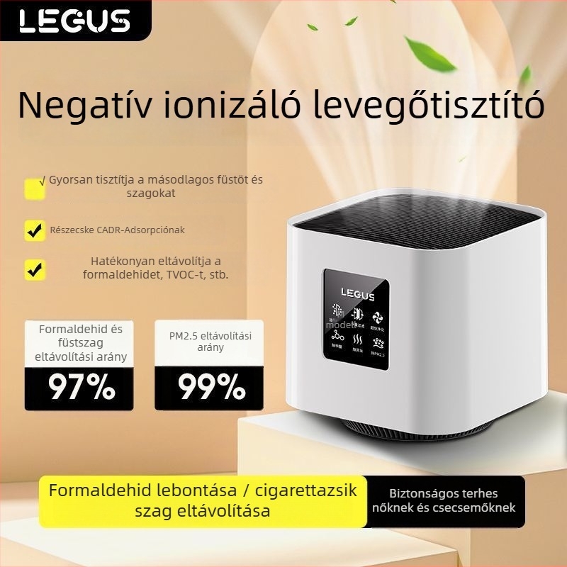 Légtisztító negatív ionokkal és formaldehid eltávolítással, 50 m3/h, 10 m² hatókör, összetett szűrő, zaj alatt 36 dB