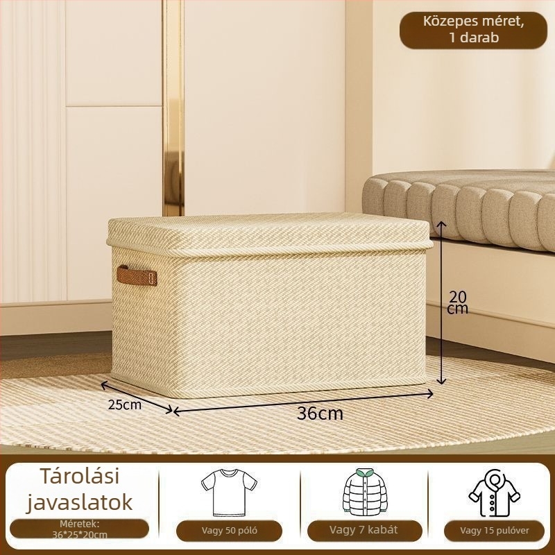 Ruhatár tároló doboz nem szövött anyagból, fogantyúval, 1000 L+ kapacitás, összecsukható szervező