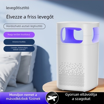 Mini légtisztító otthonra és íróasztalra — zaj 36–45 dB, légáramlás 50 m³/h, hatókör 10 m², külön szűrő, egyszerű kialakítás