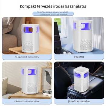 Mini légtisztító otthonra és íróasztalra — zaj 36–45 dB, légáramlás 50 m³/h, hatókör 10 m², külön szűrő, egyszerű kialakítás