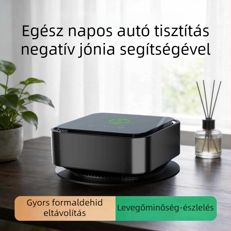 Asztali negatív ionos levegőtisztító otthoni használatra, csendes 36 dB alatt, légáram <50 m³/h, érintéses vezérlés, alkalmas helyiségekig 10 m²-ig