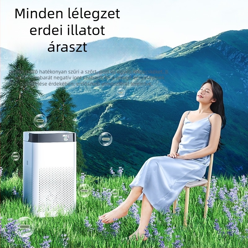 Asztali otthoni légtisztító – légáramlás 50 m³/h, zaj <36 dB, CADR PM 300 m³/h, CADR formaldehid 45, 21–30 m² lefedettség