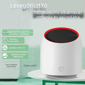 Asztali levegőtisztító – negatív ionok, szag és formaldehid eltávolítás, PM2.5 eltávolítás, csendes működés, 60 m²-ig terjedő lefedettség