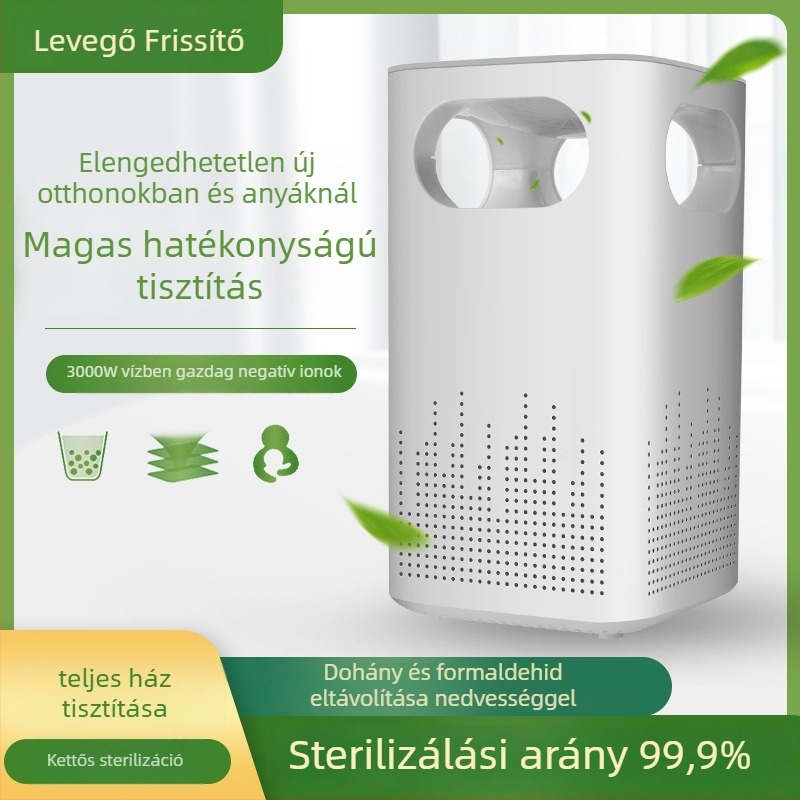 Otthoni levegőtisztító - formaldehid eltávolítás, HEPA szűrés, zaj 36 dB alatt, USB tápegység, 11–20 m²-es területhez