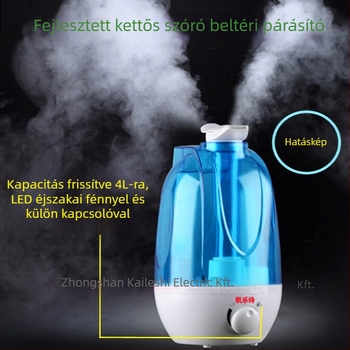 Otthoni párásító és levegőtisztító, modell KLS-008, 31–40 m²-hez, 2.6–4.0 L-es víztartály, aromaterápia, ultrahangos párásítás, oxigénezés