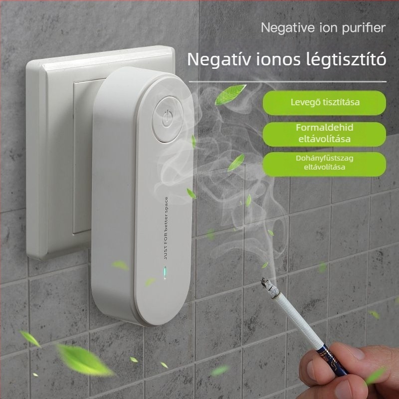 Negatív ionos levegőtisztító, asztali kivitel, 50 m³/h, zaj <36 dB, alkalmas helyiségekben legfeljebb 10 m²-ig, dugóval hálózati csatlakozás