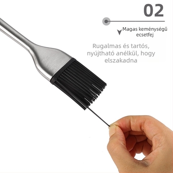 Rozsdamentes acél üreges fogantyújú barbecue ecset szilikon sörtékkel (Sörtéanyag: szilikon; Fogantyú anyaga: 430 rozsdamentes acél; Csomagolás: 150 darab)
