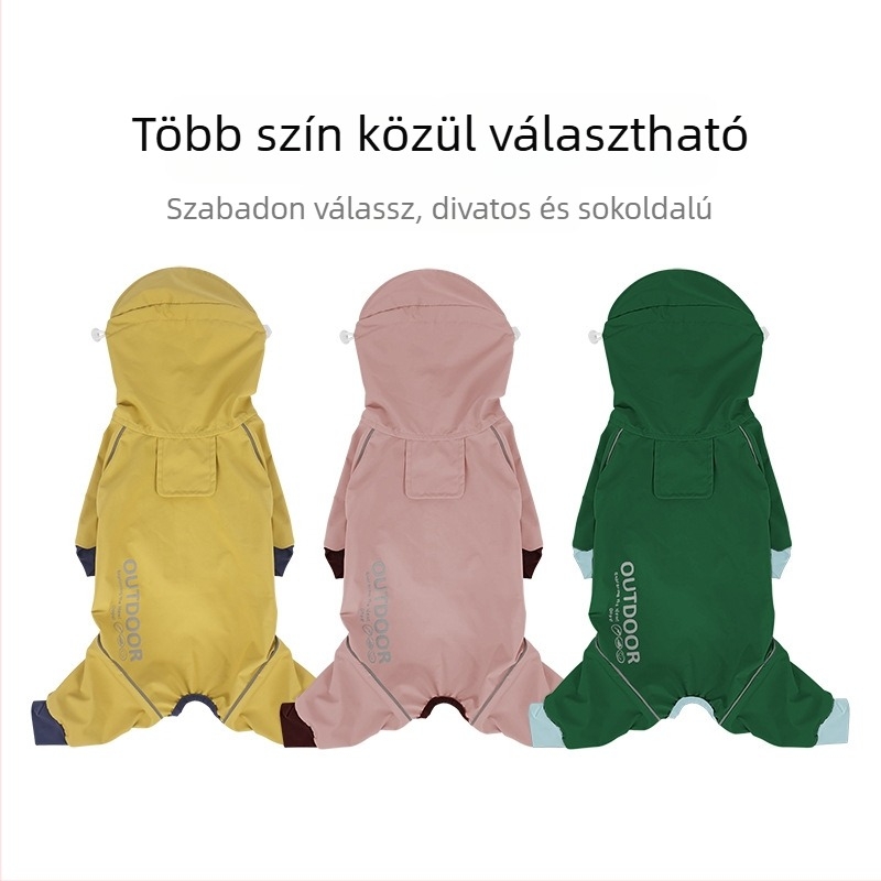 CheePet Kutyáknak négy évszakos esőkabát, szélálló és vízálló, négylábú kabát, poliészter, hétköznapi stílus