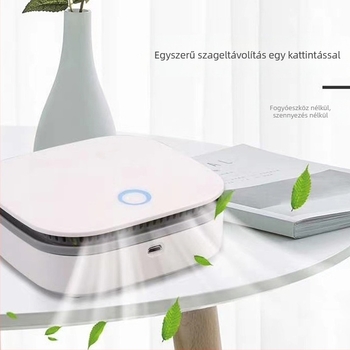 Autó légszűrő készülék – szag eltávolítás, fertőtlenítés és allergének csökkentése; USB tápegység, anion/ozon technológia, 50 m³/h, alkalmas legfeljebb 10 m²-ig