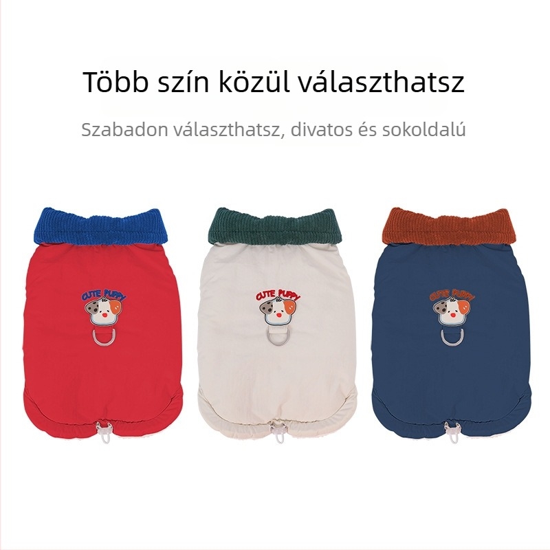 CheePet kutya kabát poliészterből, őszi-téli külső ruházat, gallérrel és pórázcsatlakozóval, modell A539