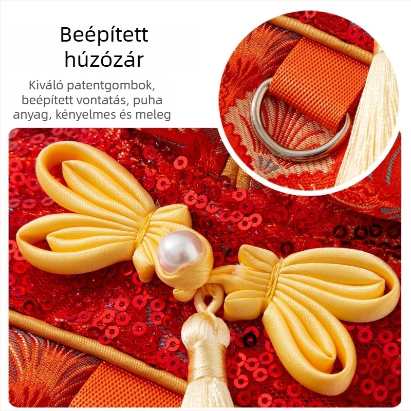 Őszi–téli Tang-stílusú kutyakabát ventilátor-mintás hímzéssel kisméretű és közepes testű kutyáknak