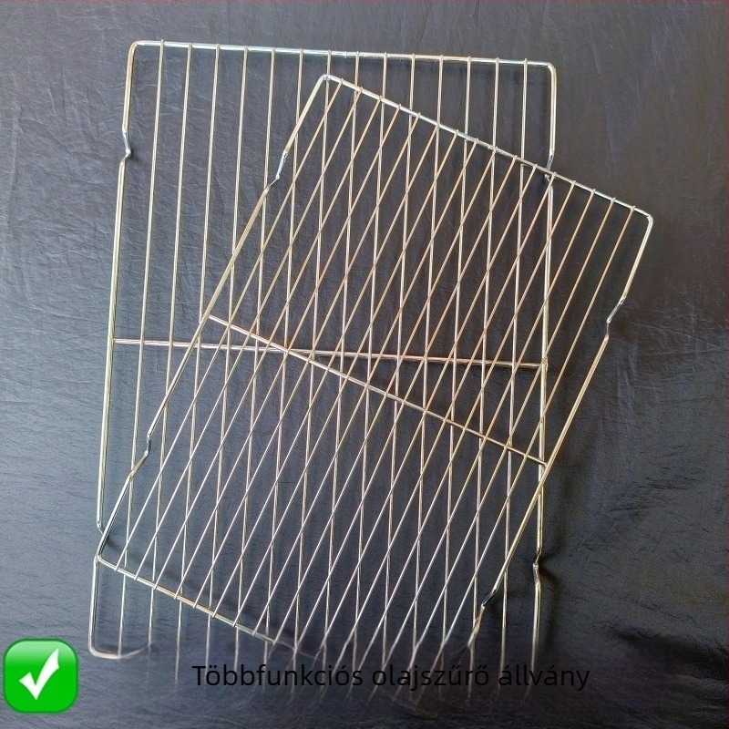 Négyzet alakú grillháló tartó galvanizált vasból, hordozható és összecsukható, tapadásmentes bevonattal, rozsdamentes, 200 g