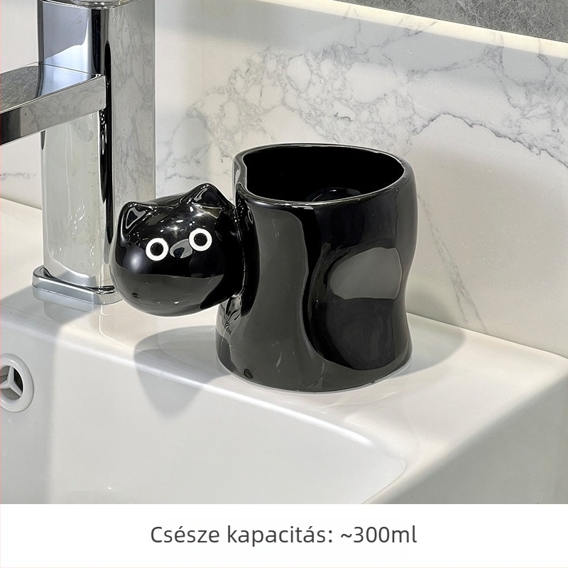 Sziámi macska kerámiás fogkefés pohár, Heart Cat Cup modell, háztartási fürdőszobai kiegészítő