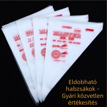 Nagy méretű, vastagított, egyszer használatos díszítő tasak krémhez, tortákhoz és süteményekhez – élelmiszer-minőségű