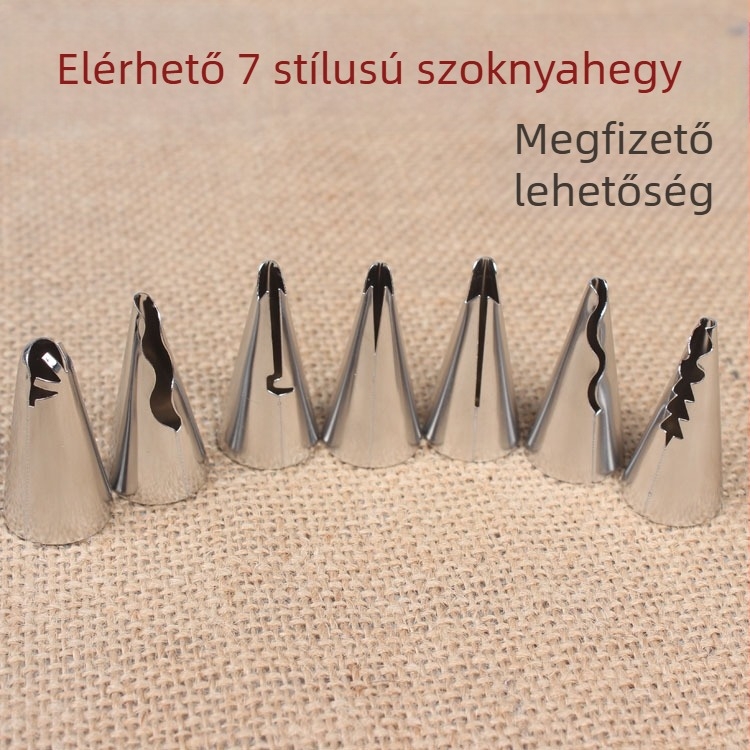 Maifu 7 részes tortadíszítő készlet, 304 rozsdamentes acél, krém díszítéséhez, nagykereskedelmi csomagolás