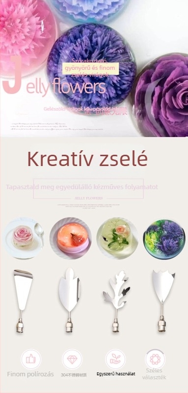 3D zselés dekoráló készlet fecskendővel, 304 rozsdamentes acél, szabálytalan kialakítás, zselés virág töltőcsúcsok