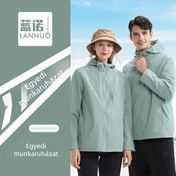 Munkaruha windbreaker dzseki logóval, kapucnival, cipzárral, levehető gallérral, vastag anyag